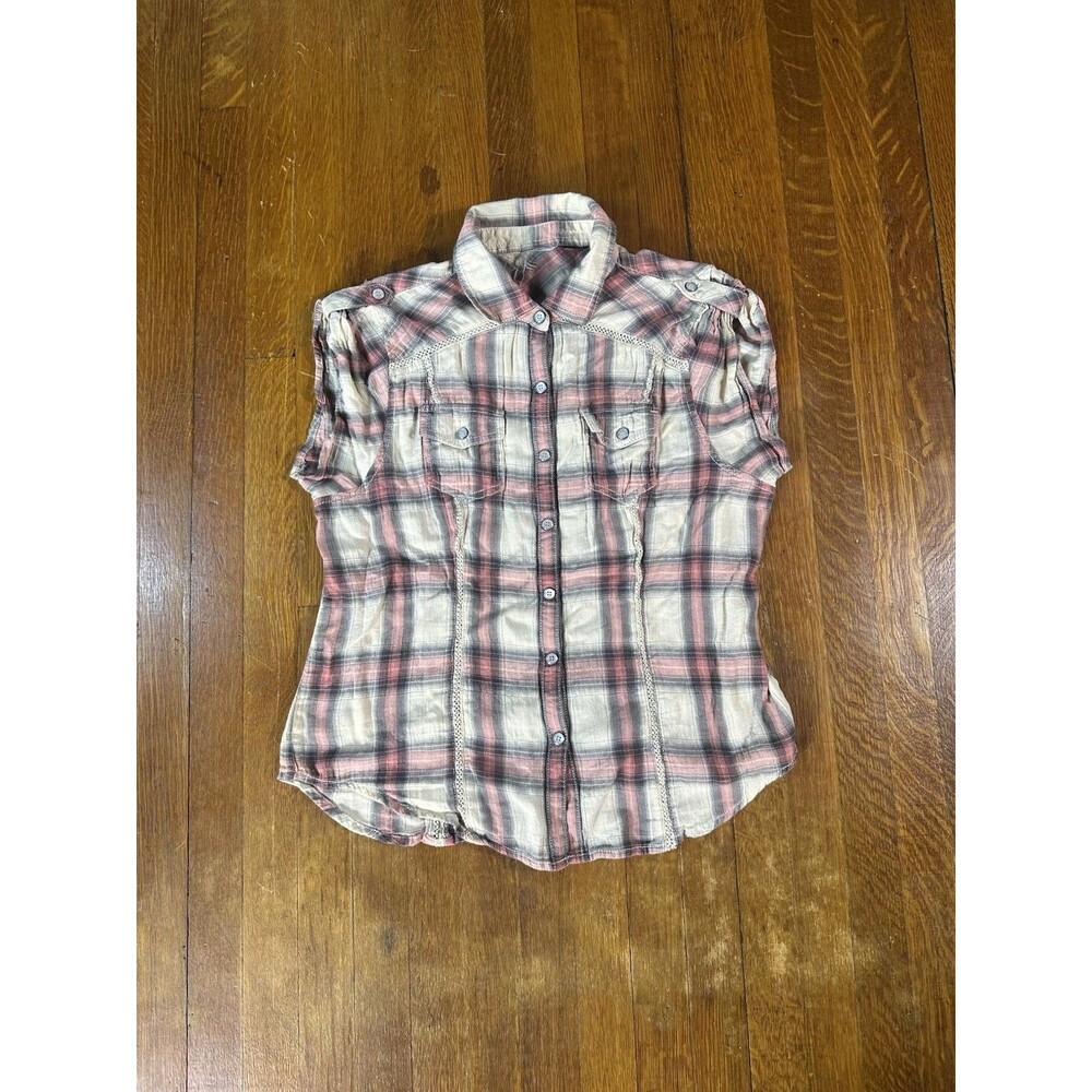 Harley-Davidson Shirt Women Plaid Sleeveless Button Up